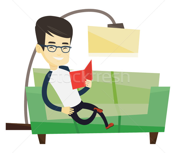 Man reading book on sofa vector illustration. Stock photo © RAStudio