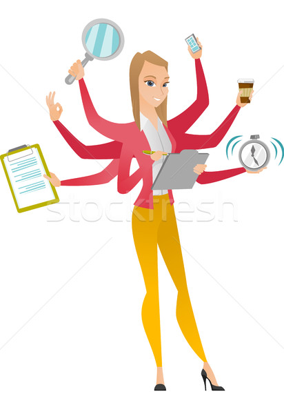 Business woman Multitasking jungen viele Beine Hände Stock foto © RAStudio