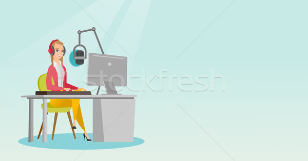 Female dj working on the radio vector illustration Stock photo © RAStudio