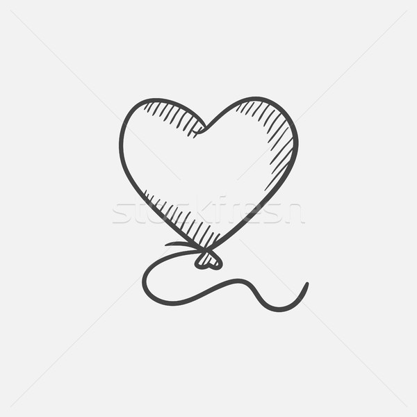 Serca balon szkic ikona internetowych komórkowych Zdjęcia stock © RAStudio