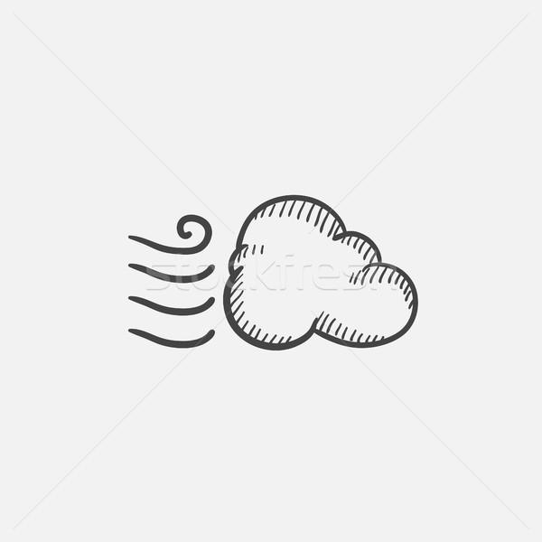 Ventoso nube sketch icona web Foto d'archivio © RAStudio