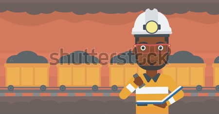 Dokumente Taschenlampe mir Arbeitnehmer Schutzhelm Bergbau Stock foto © RAStudio