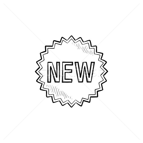 Stock photo: New product sticker hand drawn outline doodle icon.