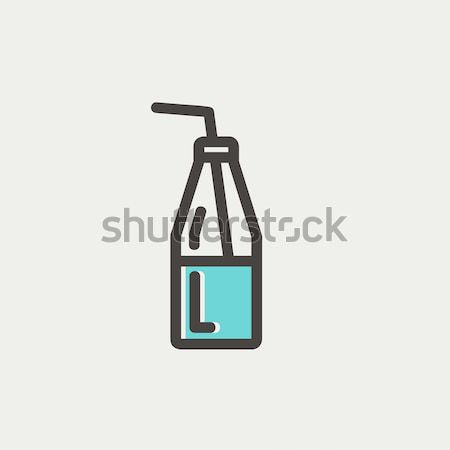 Glass bottle with drinking straw sketch icon Vector Image