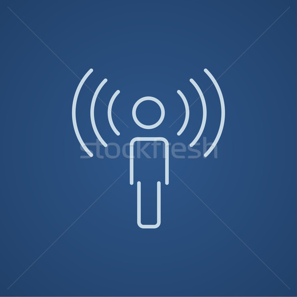 Man with soundwaves line icon. Stock photo © RAStudio