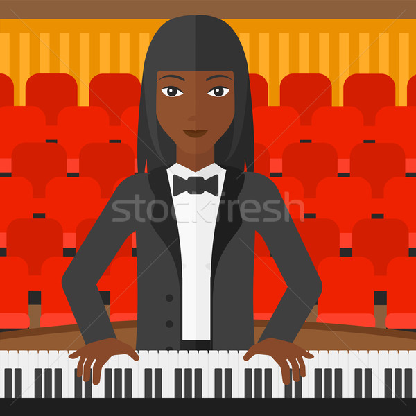 Frau spielen Klavier Konzert Halle Vektor Stock foto © RAStudio