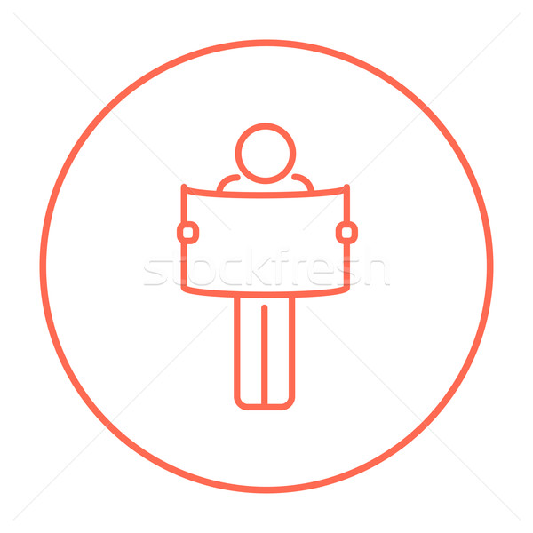 Man looking at map line icon. Stock photo © RAStudio