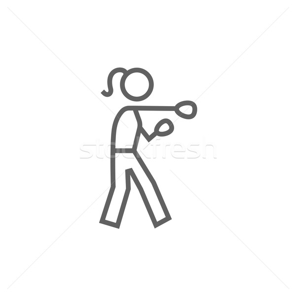 Vrouwelijke bokser lijn icon hoeken web Stockfoto © RAStudio