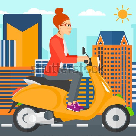 Woman riding scooter. Stock photo © RAStudio