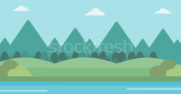 Tájkép hegyek folyó vektor terv illusztráció Stock fotó © RAStudio