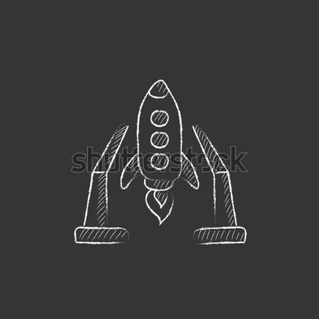 Space shuttle on take-off area line icon. Stock photo © RAStudio