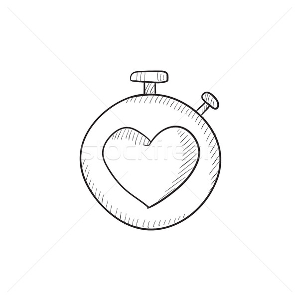 Foto stock: Cronógrafo · corazón · signo · boceto · icono · vector