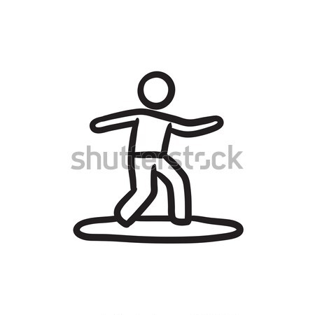 Male surfer riding on surfboard sketch icon. Stock photo © RAStudio