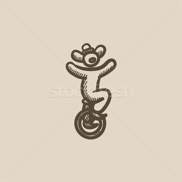 Clown riding on one wheel bicycle sketch icon. Stock photo © RAStudio