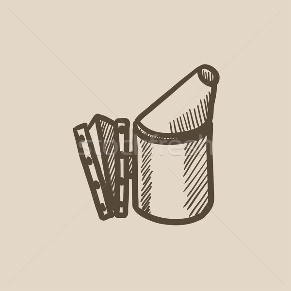 Méh kaptár dohányos rajz ikon háló Stock fotó © RAStudio