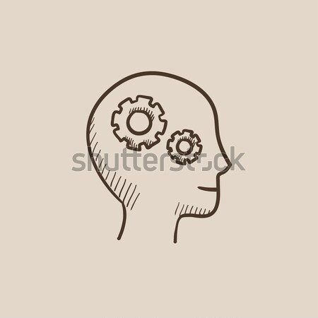 Human head with gear sketch icon. Stock photo © RAStudio