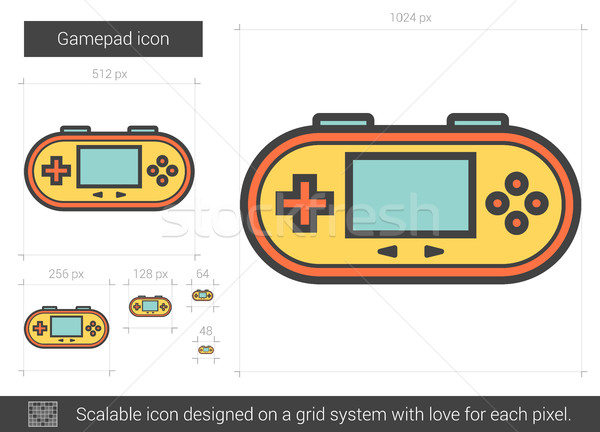 Gamepad linie icoană vector izolat alb Imagine de stoc © RAStudio