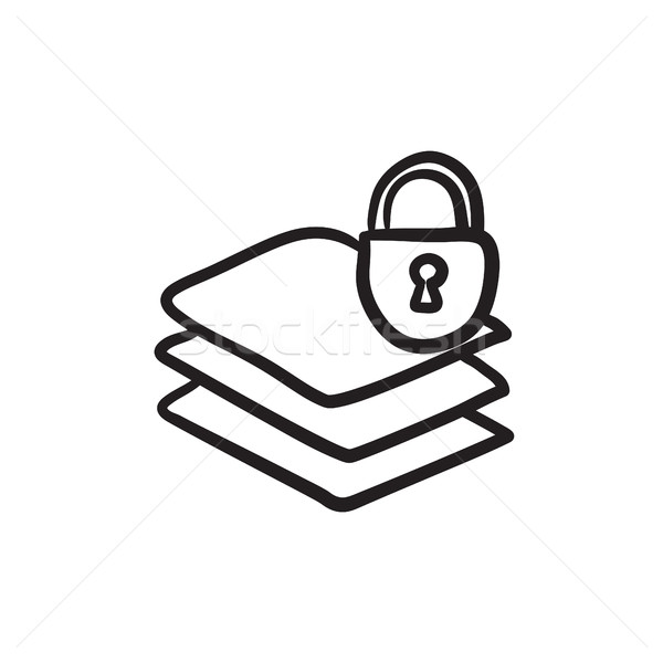 Stack of papers with lock sketch icon. Stock photo © RAStudio