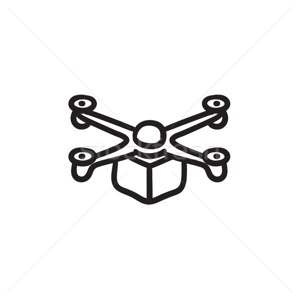 Drone delivering package sketch icon. Stock photo © RAStudio