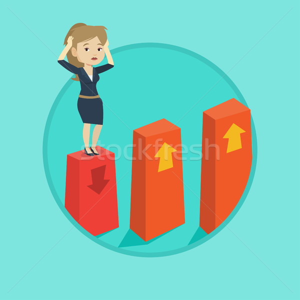 Bankrupt on chart going down vector illustration. Stock photo © RAStudio