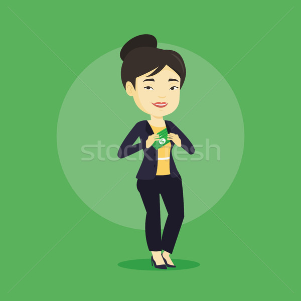 Business woman ceny kieszeni asian młodych ukrywanie Zdjęcia stock © RAStudio
