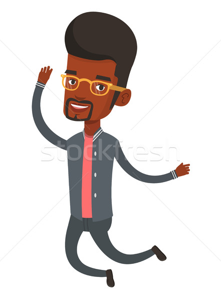 Stock photo: Young african-american man jumping.