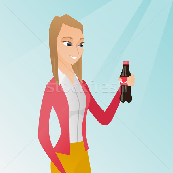 Young woman drinking soda vector illustration. Stock photo © RAStudio