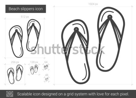 Tengerpart házi cipők vonal ikon vektor izolált Stock fotó © RAStudio