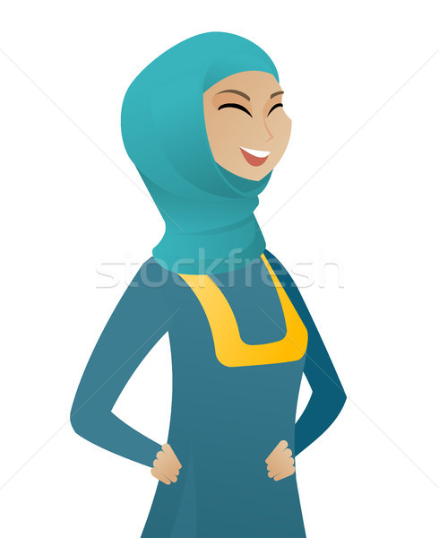 Stock photo: Young muslim business woman laughing.