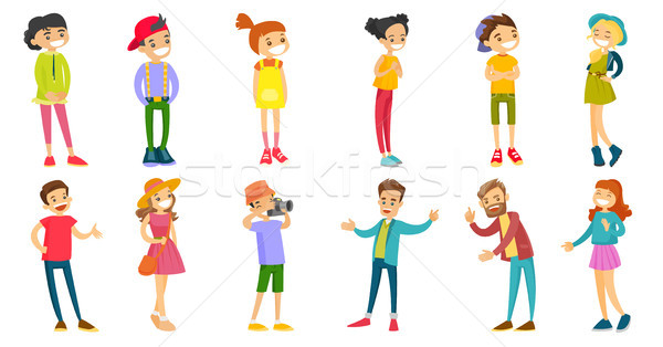 Caucasian white people vector illustrations set. Stock photo © RAStudio