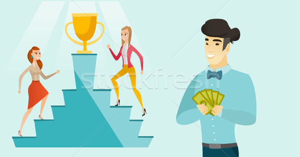 Two young women competing for the business award. Stock photo © RAStudio