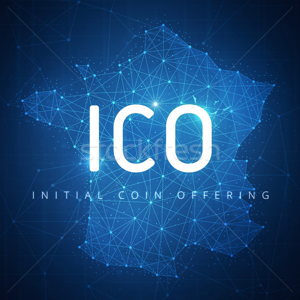 ICO initial coin offering banner with France map. Stock photo © RAStudio
