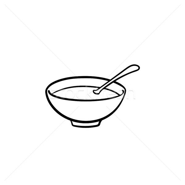 Bowl of hot soup hand drawn sketch icon. Stock photo © RAStudio