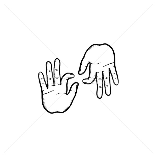 Gehörlose Sprache Hand gezeichnet Gliederung Doodle Symbol Stock foto © RAStudio