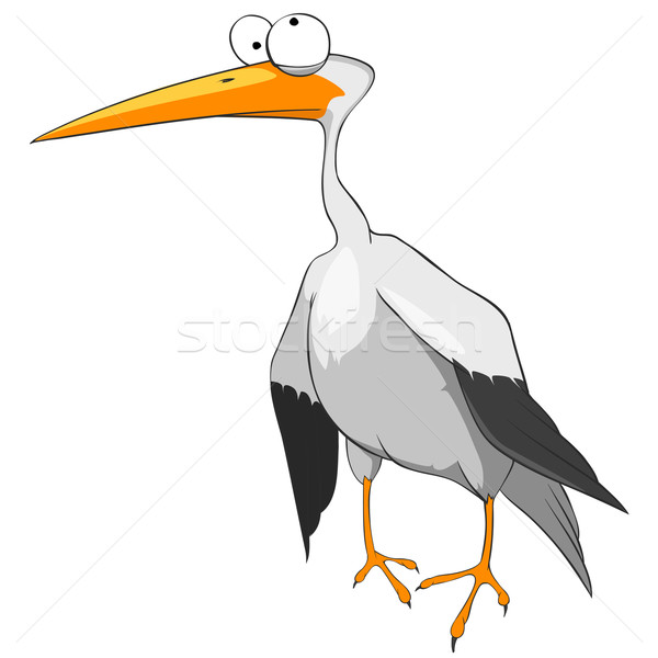 Zeichentrickfigur funny Storch isoliert weiß Vektor Stock foto © RAStudio