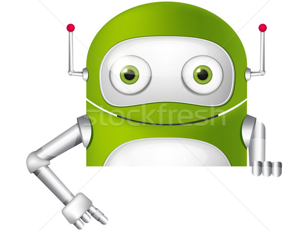 Stockfoto: Cute · robot · geïsoleerd · grijs · helling