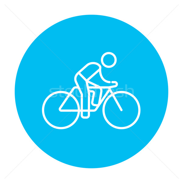 Foto stock: Homem · equitação · bicicleta · linha · ícone · teia
