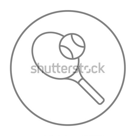 Teniszütő labda vonal ikon háló mobil Stock fotó © RAStudio