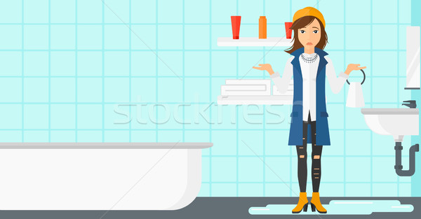 Zdjęcia stock: Kobieta · rozpacz · stałego · umywalka · łazienka · wektora
