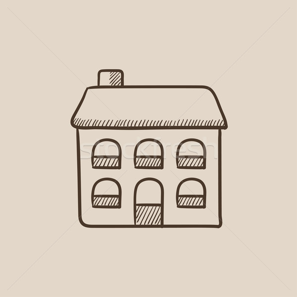 Kettő családi ház rajz ikon háló mobil Stock fotó © RAStudio