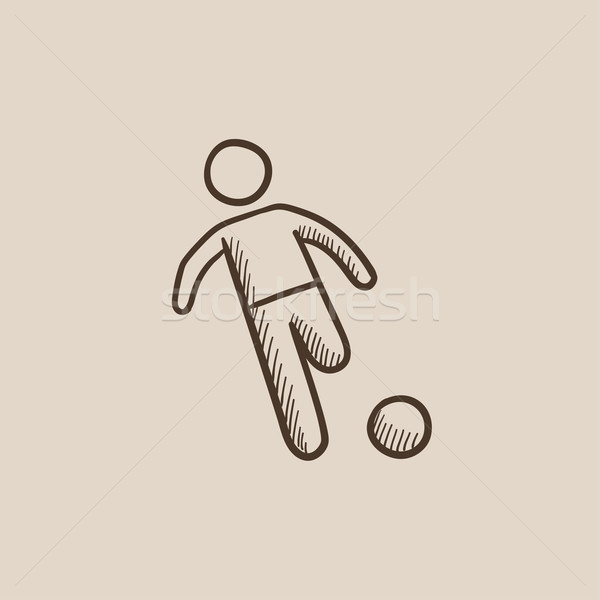 Footballeur balle croquis icône web mobiles [[stock_photo]] © RAStudio