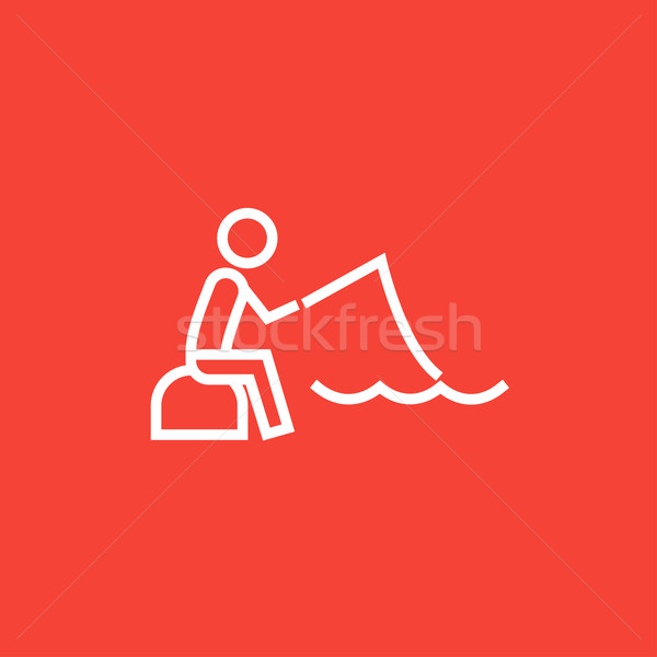 漁師 座って ロッド 行 アイコン コーナー ストックフォト © RAStudio