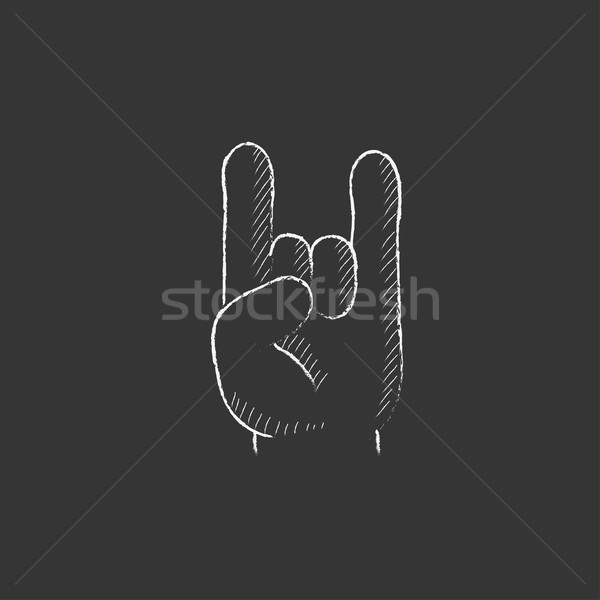 Сток-фото: рок · катиться · рукой · знак · мелом · икона