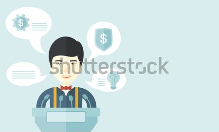 üzletember beszéd ázsiai hangszóró áll pódium Stock fotó © RAStudio