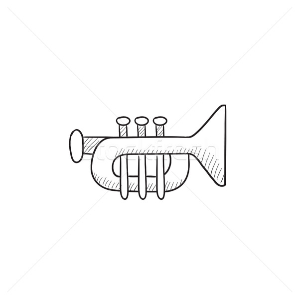 Trompete Skizze Symbol Vektor isoliert Hand gezeichnet Stock foto © RAStudio