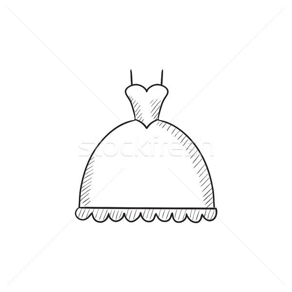 Stock foto: Hochzeitskleid · Skizze · Symbol · Vektor · isoliert · Hand · gezeichnet