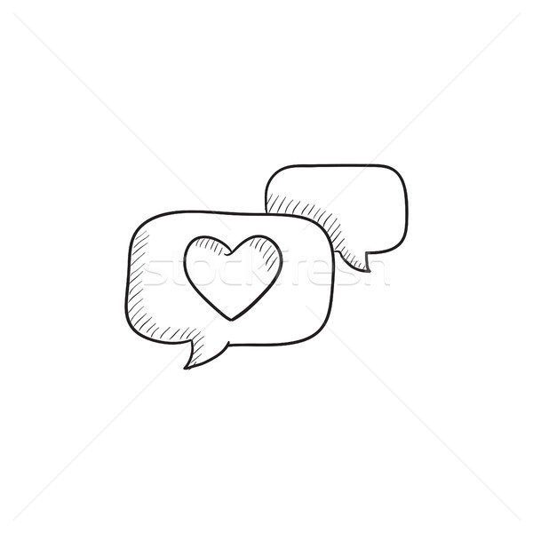 Heart in speech bubble sketch icon. Stock photo © RAStudio