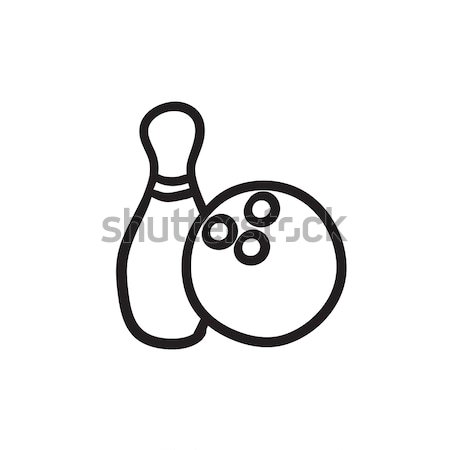 Bowling ball and skittle sketch icon. Stock photo © RAStudio