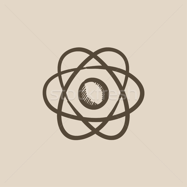 Atom Skizze Symbol Vektor isoliert Hand gezeichnet Stock foto © RAStudio