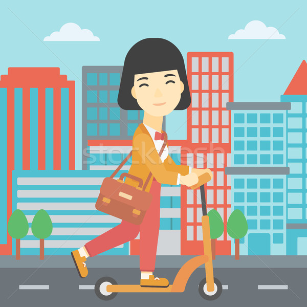女性 ライディング キック スクーター アジア 若い女性 ストックフォト © RAStudio